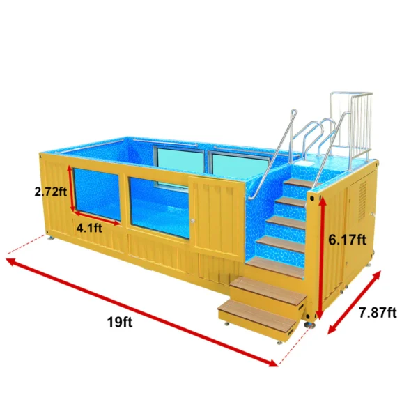 Luxury 20ft Container Swimming Pool with Glass Panel