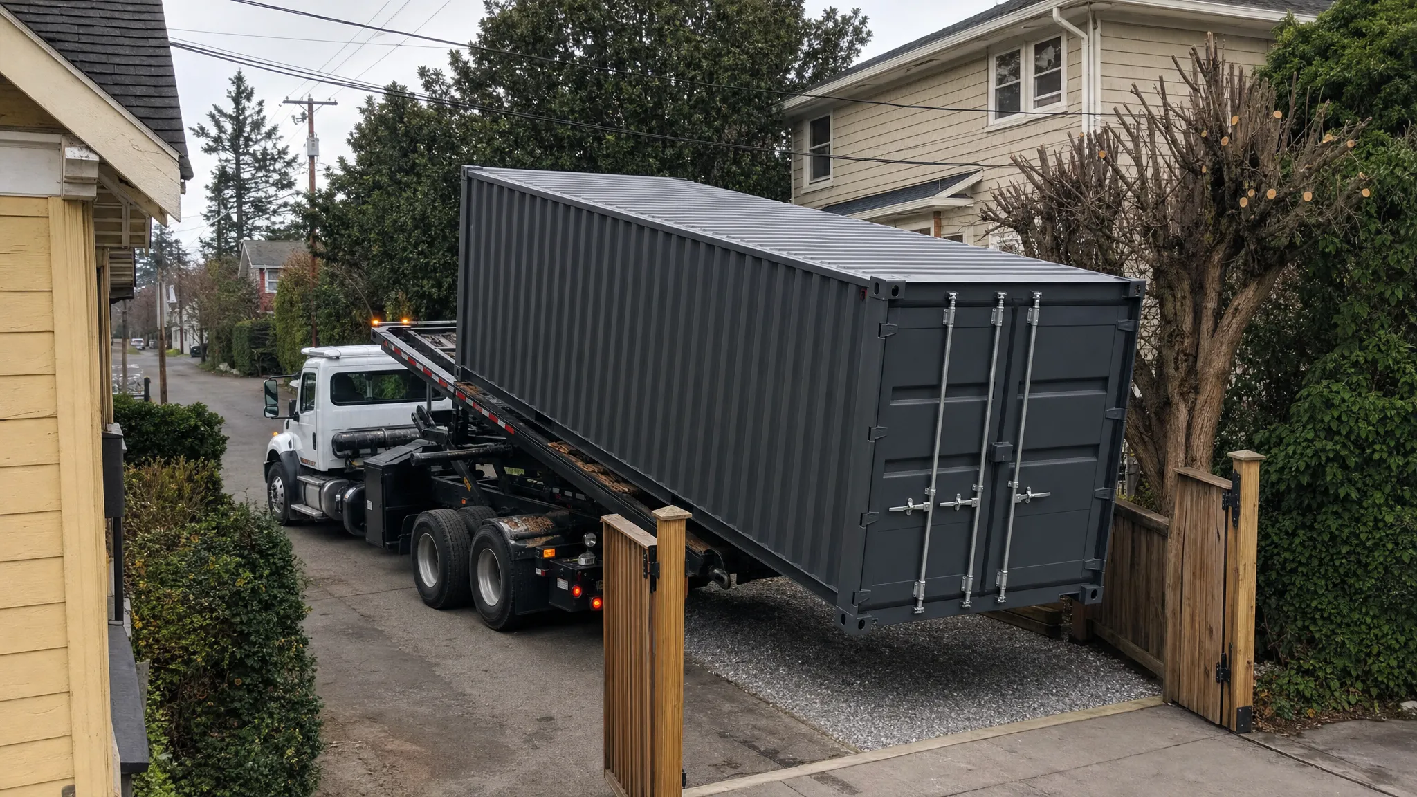 Delivering a Shipping Container to Tight Access Sites - Main Image